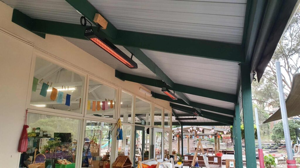 Lighting installation in a kindergarten by Electra Electrics, showcasing bright and colorful fixtures designed to create a cheerful and engaging learning environment for young children.